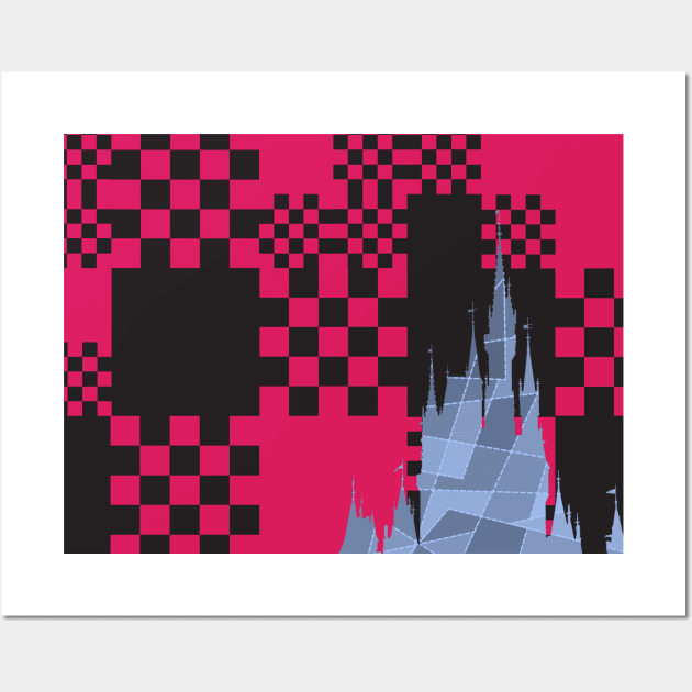 Black/Pink/Blue Magic Castle Silhouette Wall Art by FandomTrading